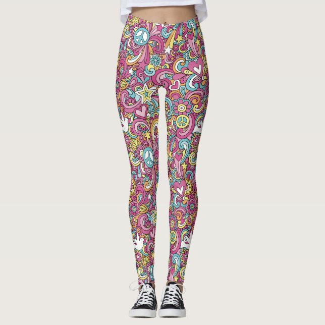 Legging Padrão Hippie Brilhante (Frente)