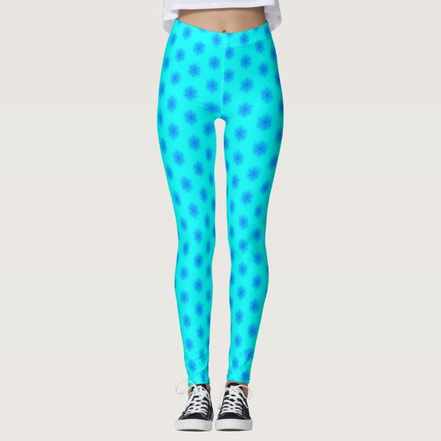 Legging Padrão Icy Aqua e Blue Snowflake (Frente)