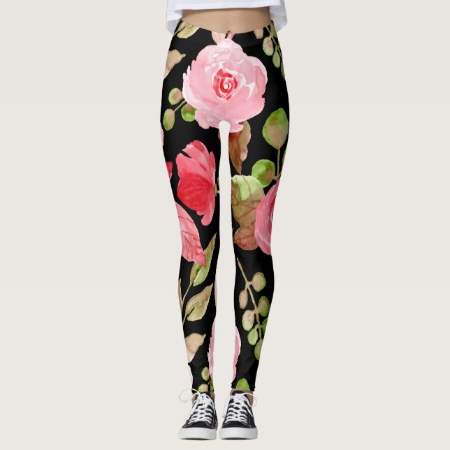Legging Padrão Incolor E Floral (Frente)