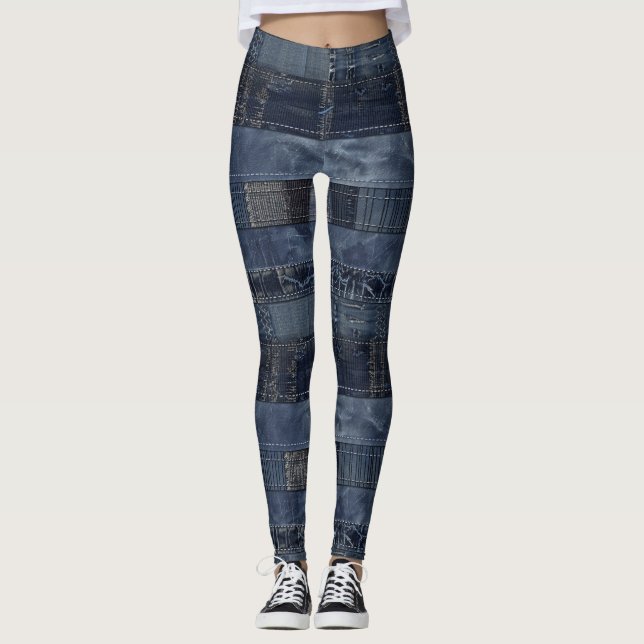 Legging Padrão Ininterrupto de Correção Indigo Denim (2) (Frente)