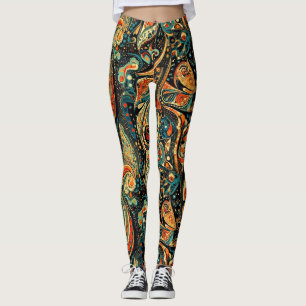 Legging Padrão Intriciado Ornamental Floral