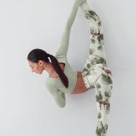 Legging Padrão Invisível da Floresta de Inverno da Aquarel