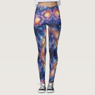 Legging Padrão Invisível de Galáxia Inundada