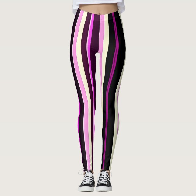 Legging Padrão Isométrico Amou Cor-de-Rosa Preta (Frente)