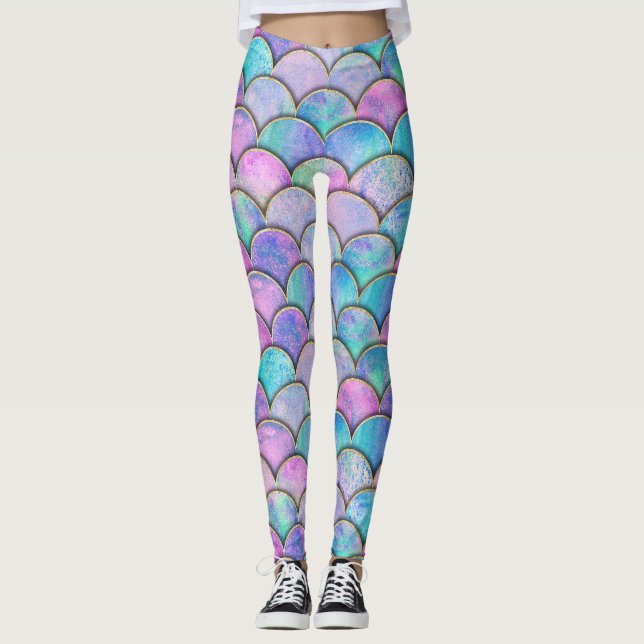 Legging Padrão Japonês de Escala de Sereia (Frente)