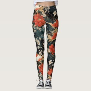 Legging Padrão Japonês de Peixes Koi Insoltos