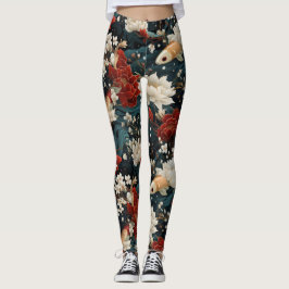 Legging Padrão Japonês de Peixes Koi Insoltos
