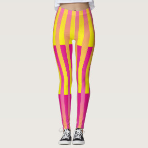Legging Padrão Laranja Amarelo Cor-de-Rosa Strike