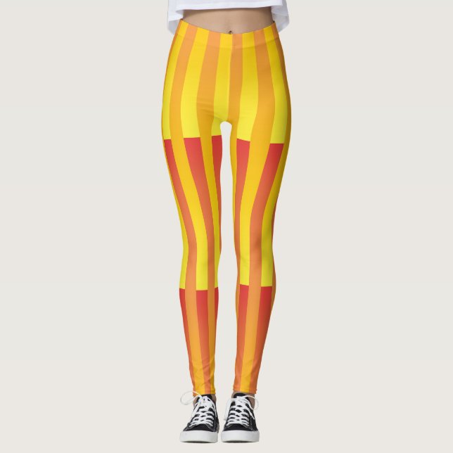 Legging Padrão Laranja Amarelo Strike (Frente)