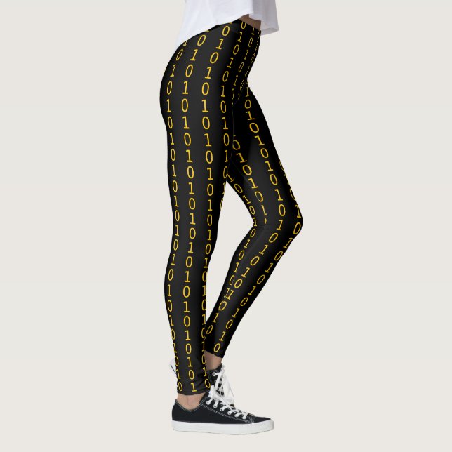 Legging padrão laranja binário em preto (Direita)