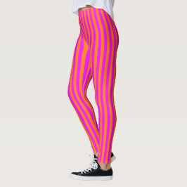 Legging Padrão Laranja Brilhante Vertical Stripe