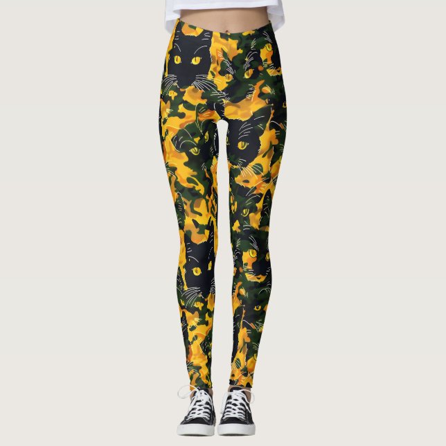 Legging Padrão Laranja Cat (Frente)