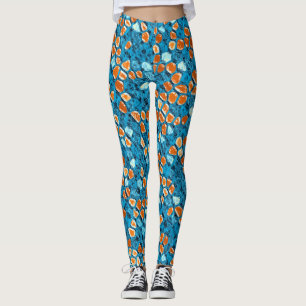 Legging Padrão Laranja e Azul