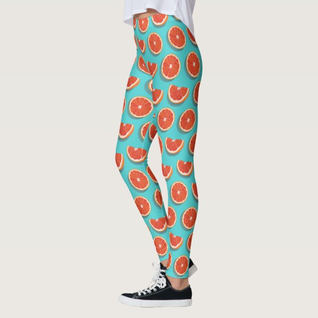 Legging Padrão Laranja Suculento e Suave (Esquerda)