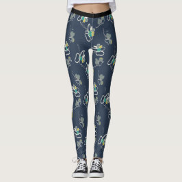 Legging Padrão legal azul-Primavera-Floral