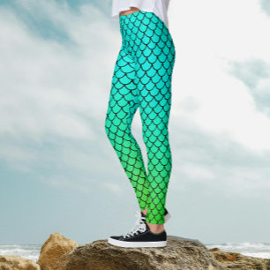 Legging Padrão legal da Escala de Gradiente Azul de Água S