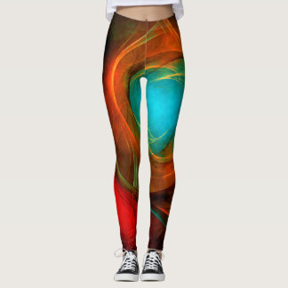 Legging Padrão Legal de Abstrato de Arte Fina Azul Moderna