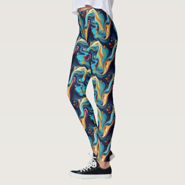 Legging Padrão legal de abstrato líquido (Esquerda)