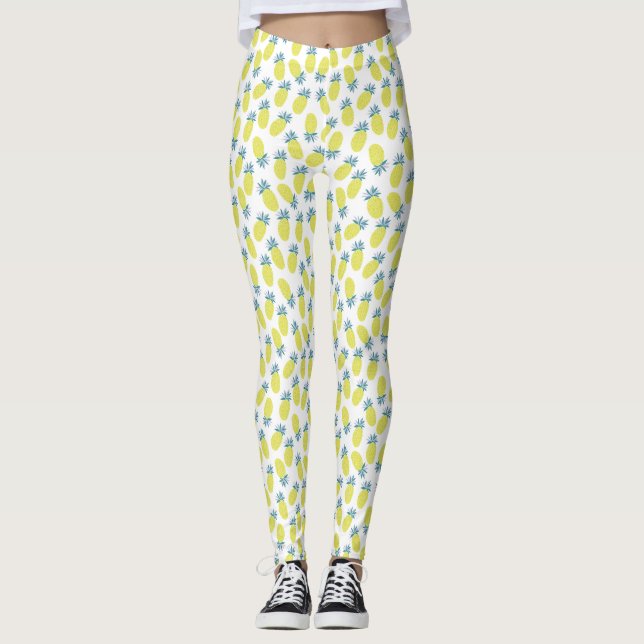 Legging Padrão legal de ananás amarelo (Frente)