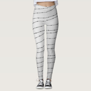 Legging Padrão legal de fio de barriga branca e preta
