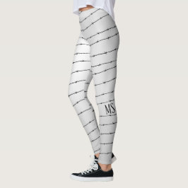 Legging Padrão legal de fio de barro preto branco da cinza