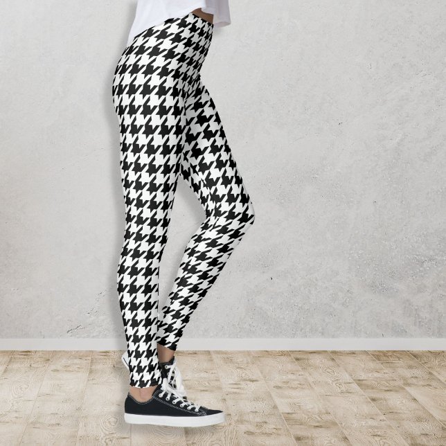 Legging Padrão legal de houndstooth Chic Checkered Sua Cor (Criador carregado)