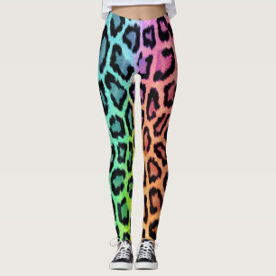 Legging Padrão-Leopardo Colorido Chic
