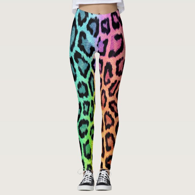 Legging Padrão-Leopardo Colorido Chic (Frente)