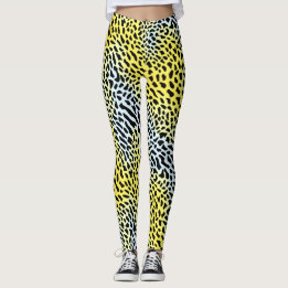 Legging Padrão-Leopardo de Gradiente Amarelo Artsy Abstrat
