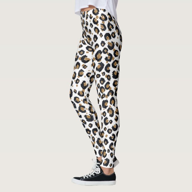 Legging Padrão-Leopardo Dourado Elegante (Esquerda)