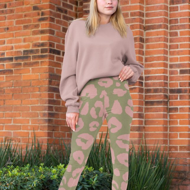 Legging Padrão-Leopardo Moderno Verde e Rosa (Criador carregado)