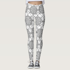 Legging Padrão linear de Abstrato branco e preto da vinhet