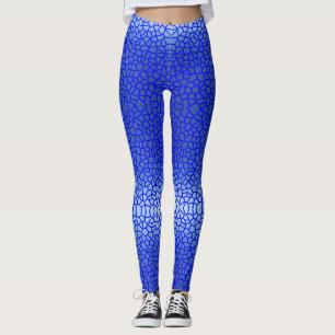 Legging Padrão Líquido de Gradiente Azul 01 Linhas de Linh