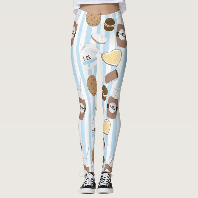 Legging Padrão Listrado Azul de Cookies & Leite (Frente)