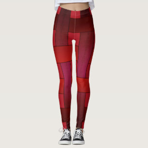 Legging Padrão listrado de seda vermelha sem costura, aba
