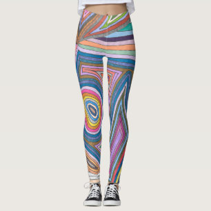 Legging Padrão Listrado Geométrico Abstrato Vibrante