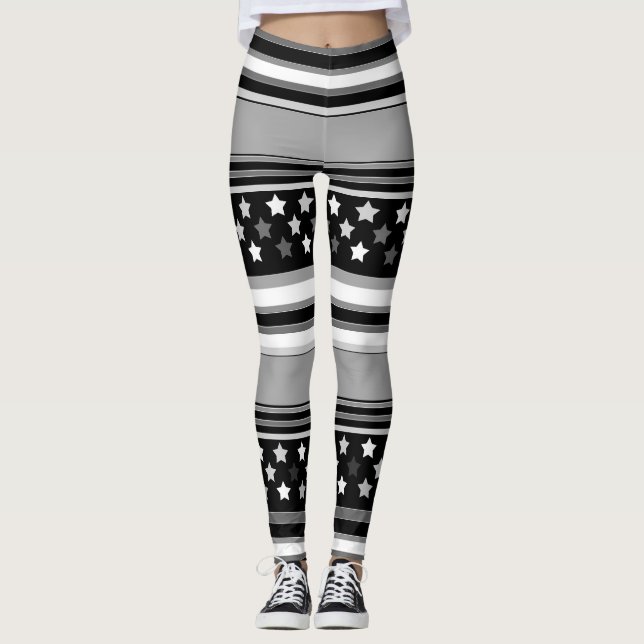 Legging Padrão listrado horizontal com estrelas (Frente)