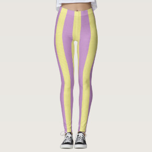 Legging Padrão listrado roxo e amarelo