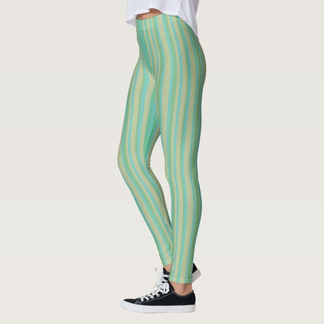 Legging Padrão Listrado Verde Jade Moderno (Esquerda)