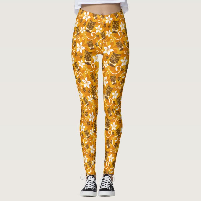 LEGGING PADRÃO LUAU TIKI (LARANJA) (Frente)