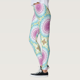 Legging Padrão Magenta Blue e Green Mandala