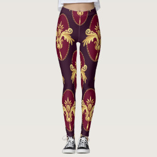 Legging Padrão Magenta de Conce Dourada Barroco