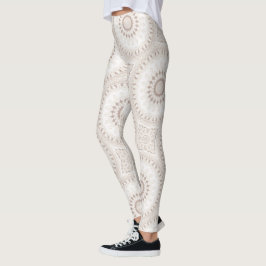 Legging Padrão Mandala Bege e Creme