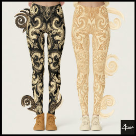 Legging Padrão Mandala Escuro com Filigrana Ornamental Sép
