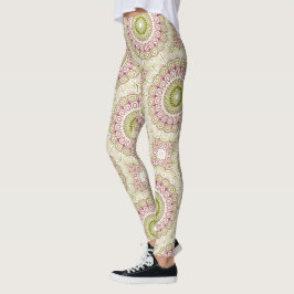 Legging Padrão Mandala Oliva e Rosa