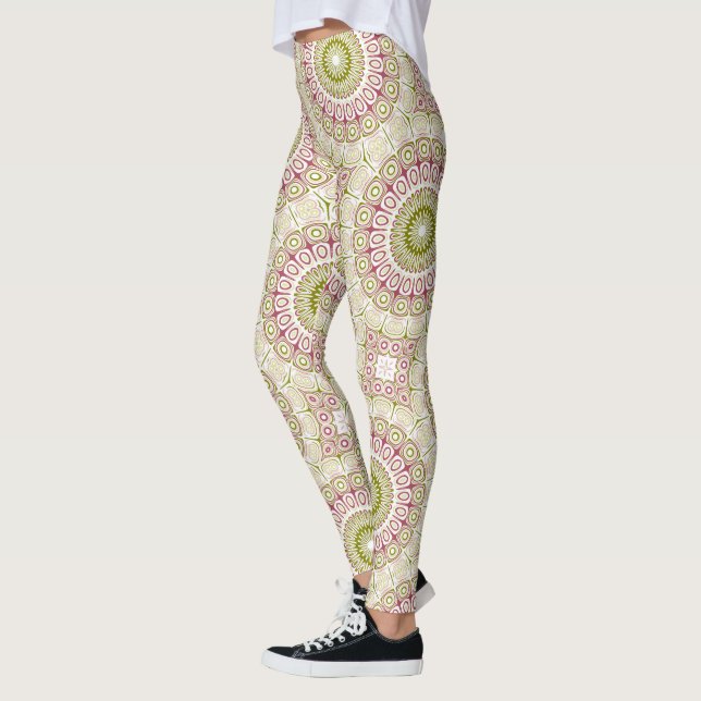 Legging Padrão Mandala Oliva e Rosa (Esquerda)