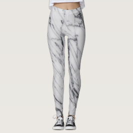 Legging Padrão Marble Stone Abstrato Branco Preto Ativo