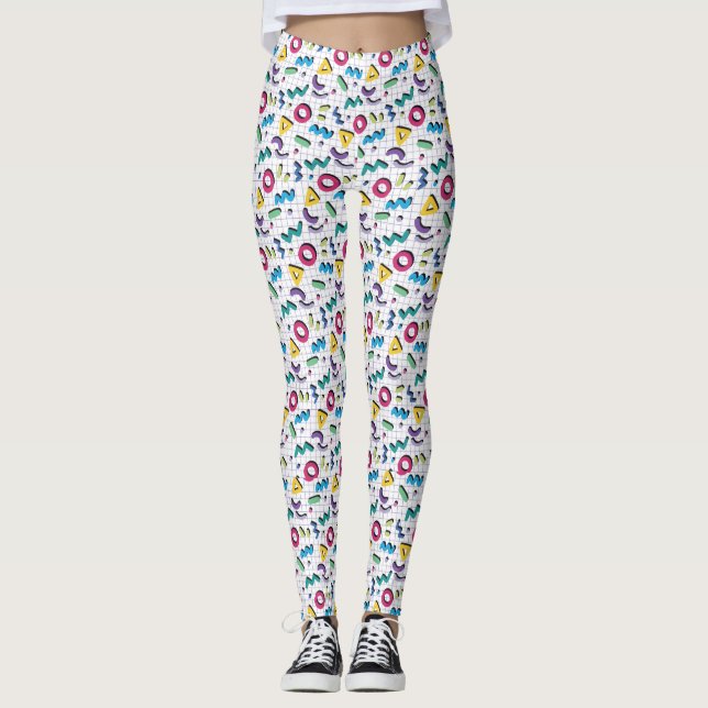 Legging Padrão Memphis Multicolor 80s (Frente)
