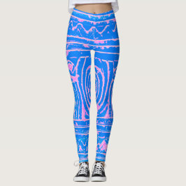 Legging Padrão Mesopotâmico Sumeriano Azul Rosa