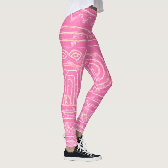 Legging Padrão Mesopotâmico Sumeriano Rosa (Direita)